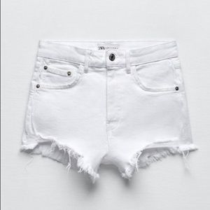 Zara High-Rise White Denim Shorts